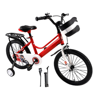 18" Kids Bike for Boys and Girls with auxiliary wheels & Rack Red