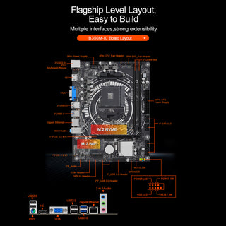 B350M-K Computer Motherboard Desktop DDR4 AM4 CPU WIFI NVME Gigabit Network Card