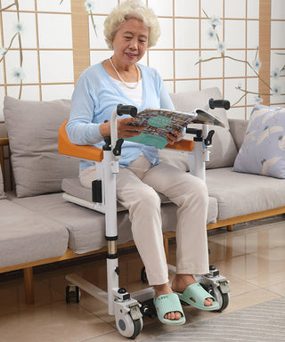 Patient Chair Transferred Lift Wheelchair w/180° Split Seat and Bedpan 440 lb