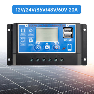10A-60A PWM Solar Controller Mobile APP Intelligent Control 12V/24V/36V/48V/60V