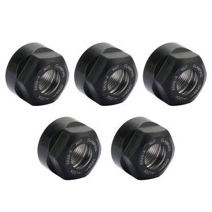 5Pcs ER20-A Type Collet Clamping Nut For ER CNC Milling Chuck Holder Lathe Black