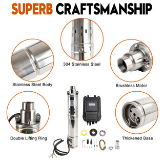 3" 72V 1.2KW MPPT Screw Solar Bore Pump Submersible Deep Well Hole Head 180M3" 72V 1.2KW Deep Well Solar Submersible Bore Hole Water Pump Head 180M