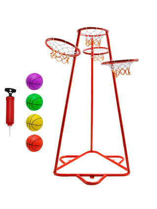 Early Learning 4 Hoop Kid Basketball Hoop Indoor/Outdoor Preschool Hoop Set Red Toy