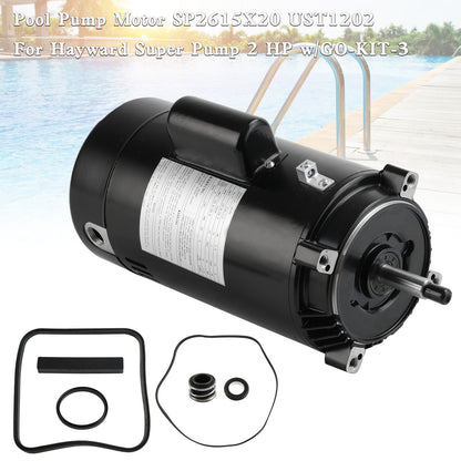 Pool Pump Motor SP2615X20 UST1202 For Hayward Super Pump 2 HP w/GO-KIT-3