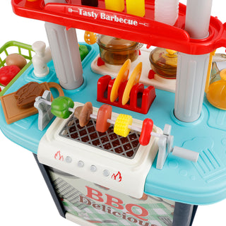 Plastic Tableware Kitchen Set With Sound, Light And Spray Function Kid Toy Blue