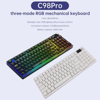 98-Key 2.4G Wireless Bluetooth Three-Mode Mechanical Keyboard DIY Customized RGB