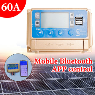 60A MPPT APP Solar Charge Controller Charger Fits 12V/24V LiFePO4 Battery Gold