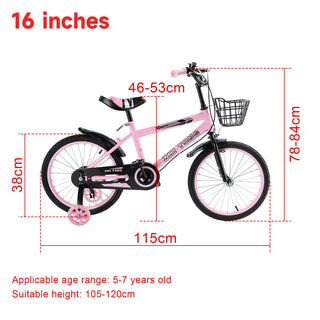 16 inch Kids Bike Adjustable Seat Girls  w/ Auxiliary Wheels