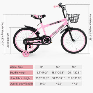 16 inch Kids Bike Adjustable Seat Girls  w/ Auxiliary Wheels