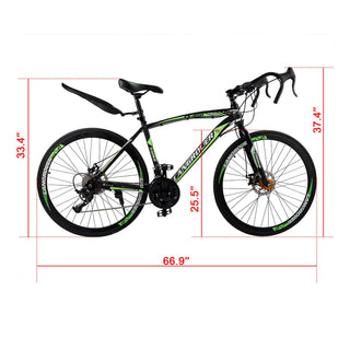 27-Speed Road Bike with Disc Brakes & Stylish Suspension 26"