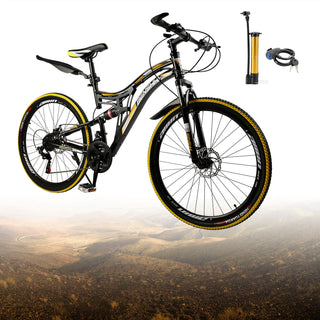 26-Inch Full Suspension Mountain Bike – 21-Speed Bicycle with Thumb Shifter for Teens & Adults
