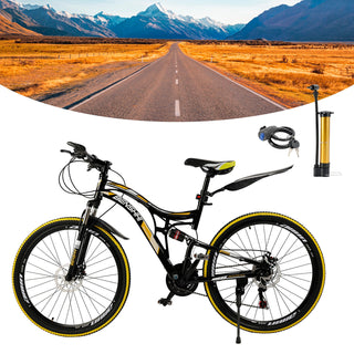 26-Inch Full Suspension Mountain Bike – 21-Speed Bicycle with Thumb Shifter for Teens & Adults