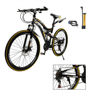 26-Inch Full Suspension Mountain Bike – 21-Speed Bicycle with Thumb Shifter for Teens & Adults