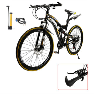 26-Inch Full Suspension Mountain Bike – 21-Speed Bicycle with Thumb Shifter for Teens & Adults