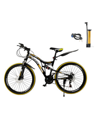 26-Inch Full Suspension Mountain Bike – 21-Speed Bicycle with Thumb Shifter for Teens & Adults