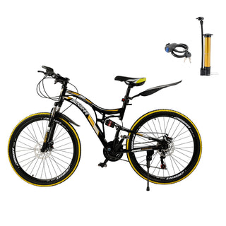 26-Inch Full Suspension Mountain Bike – 21-Speed Bicycle with Thumb Shifter for Teens & Adults