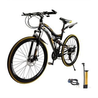 26-Inch Full Suspension Mountain Bike – 21-Speed Bicycle with Thumb Shifter for Teens & Adults