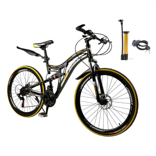 26-Inch Full Suspension Mountain Bike – 21-Speed Bicycle with Thumb Shifter for Teens & Adults