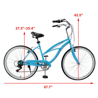 26 inch 7 Speed Urban Lady Girl's Beach Cruiser Bike Women's