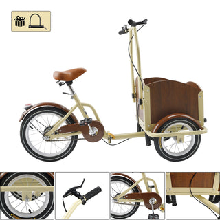 Folding Tricycle Cart Reverse Cream w/ Basket Pet Dog Adult