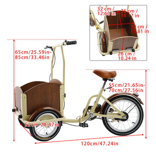 Folding Tricycle Cart Reverse Cream w/ Basket Pet Dog Adult