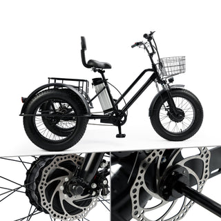 500W 48V 13A Electric Tricycle 3 Wheel Fat Tire E-Bike Snow