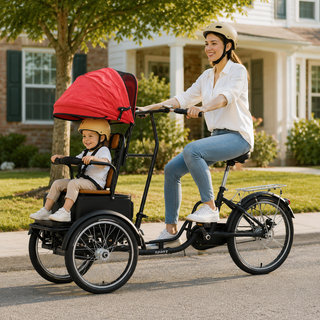 20 Inch Adult Tricycle – 3 Wheel Bike with Removable Child Seat & Sunshade
