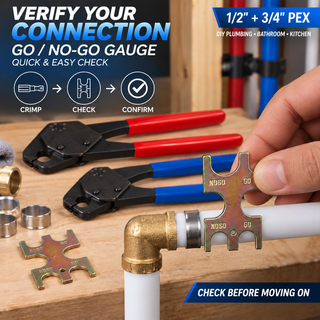 2PCS PEX Crimping Tool Set – 1/2" & 3/4" with Go/No-Go Gauges