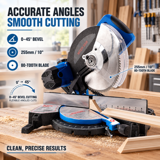 10" 1600W Sliding Compound Miter Saw – 0–45° Bevel
