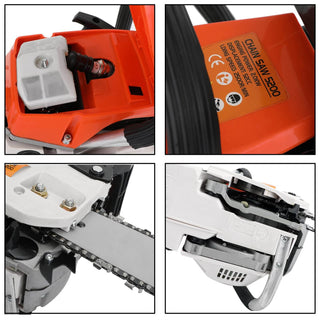 20'' 52CC Gasoline Chainsaws Aluminum Crankcase Cutting Wood Saws