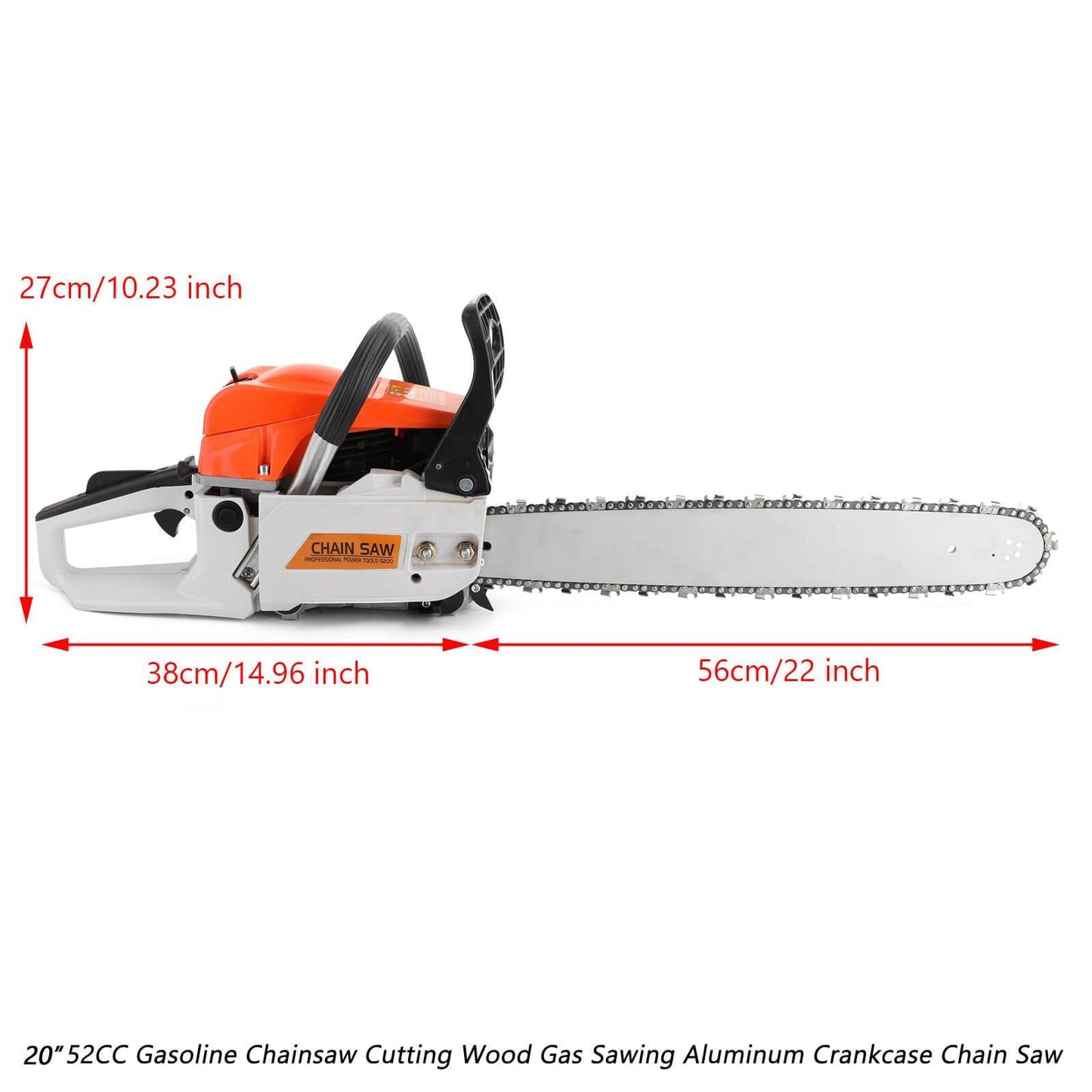 22'' 52CC Chain Saw Cutting Wood Aluminum Chain Saws Best Gasoline Chainsaws Red for Sale