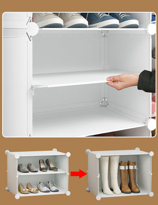 24 Pair Stackable Shoe Storage Cabinet Drawer Box Plastic Frame