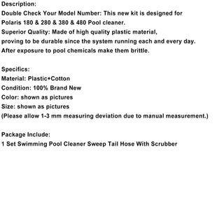 Swimming Pool Cleaner Sweep Tail Hose With Scrubber For Polaris 180 280 380 480