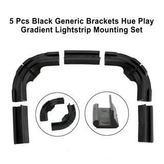 5 Pcs Black Generic Brackets Hue Play Gradient Lightstrip Mounting Set