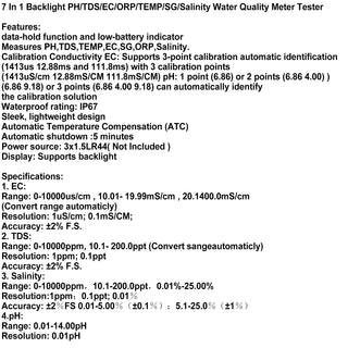 7-In-1 Water Quality Tester Digital Water Quality Meter Multi-Parameter Water Tester