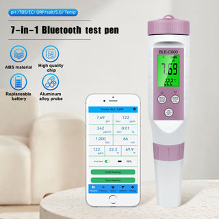 7 In 1 PH EC Conductivity TDS Salinity ORP SG Blue Tooth Meter Tester Measures