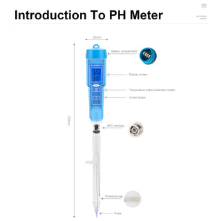 PH Meter Thermometer Pen For Food Fruit Meat Soil Lab Digital Acidity PH Tester