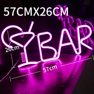 BAR Neon Sign Light LED Juice Letter Neon Lamp Tube Party Night Light Lamp