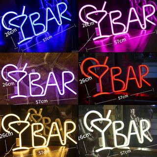 BAR Neon Sign Light LED Juice Letter Neon Lamp Tube Party Night Light Lamp