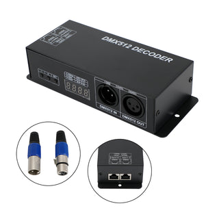 LED RGB DMX 512 Controller Decoder Dimmer 3Channels 24A 3x8A Stripe Light