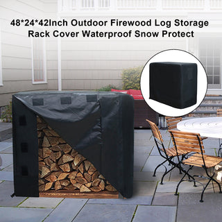 48*24*42 In. Outdoor Firewood Log Storage Rack Cover Waterproof Snow Protect