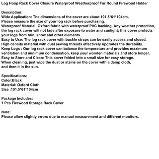 Log Hoop Rack Cover Closure Waterproof Weatherproof For Round Firewood Holder