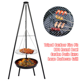 Tripod Outdoor Fire Pit BBQ Round Bowl Garden Patio Extra Large Barbecue Grill