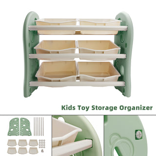 Kids Toy Storage Organizer With 6 Plastic Storage Bins Plastic Toy Rack Green