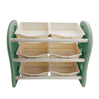 Kids Toy Storage Organizer With 6 Plastic Storage Bins Plastic Toy Rack Green