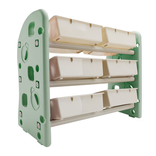 Kids Toy Storage Organizer With 6 Plastic Storage Bins Plastic Toy Rack Green
