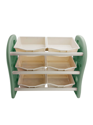 Kids Toy Storage Organizer With 6 Plastic Storage Bins Plastic Toy Rack Green