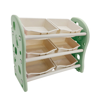 Kids Toy Storage Organizer With 6 Plastic Storage Bins Plastic Toy Rack Green