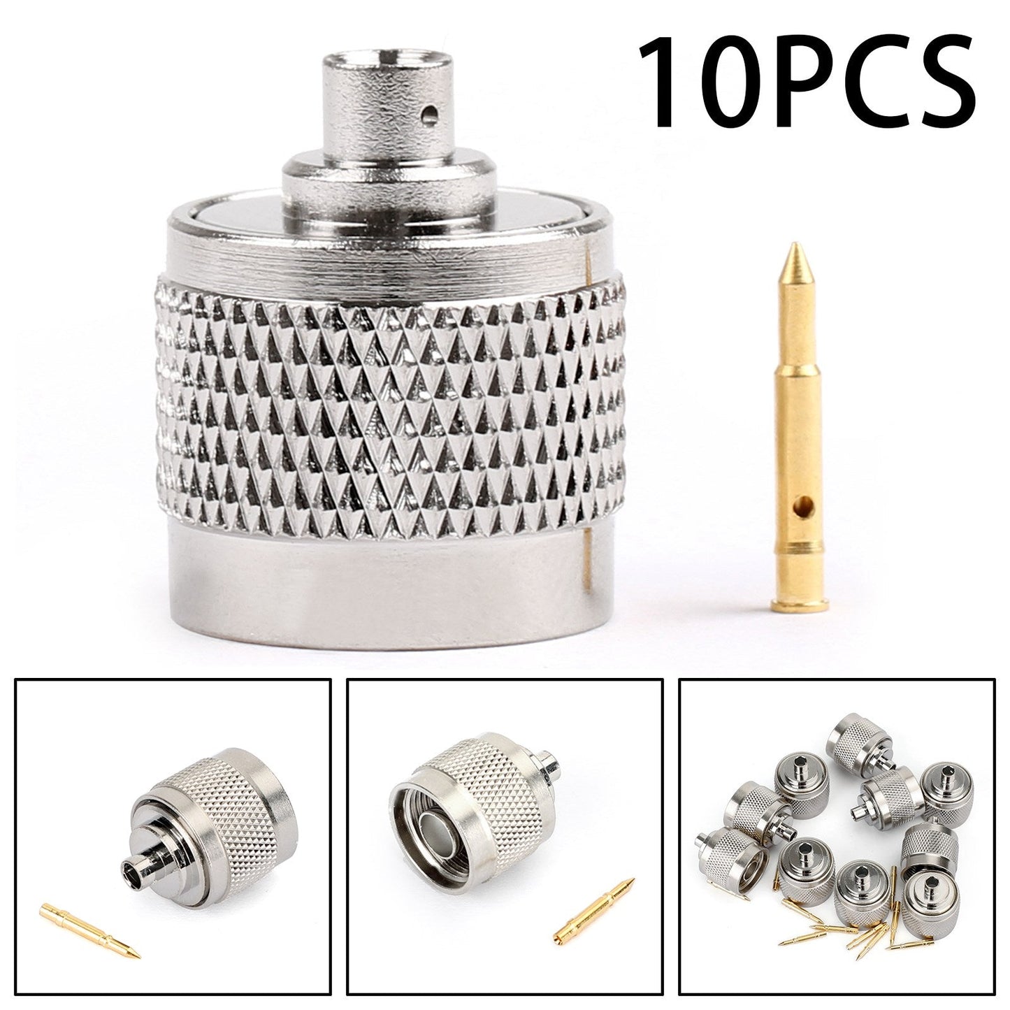 10Pcs N Solder Plug Male RF Connector Solder For Semi-rigid.141" RG402 Straight Generic