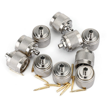 10Pcs N Solder Plug Male RF Connector Solder For Semi-rigid.141" RG402 Straight Generic